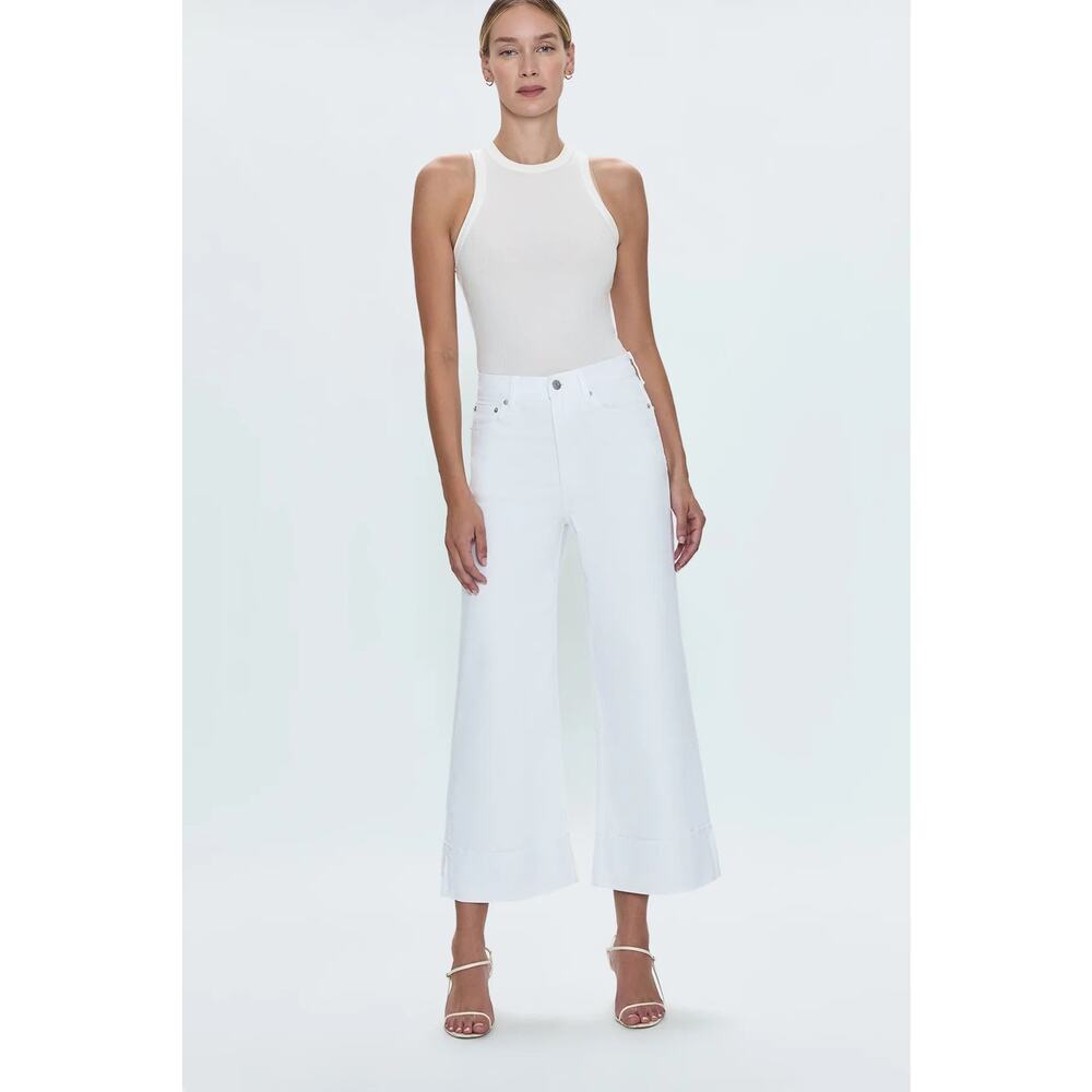 Pistola Lana Crop Cuff High Rise Ultra Wide Leg- Vivid White